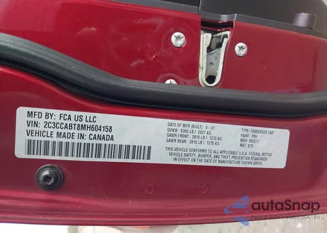 2021 Chrysler 300 300S from USA, damaged, VIN 2C3CCABT8MH604158